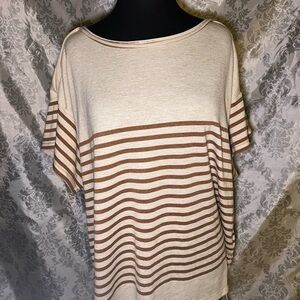 Max Studio Striped Beige and Brown Women's Top